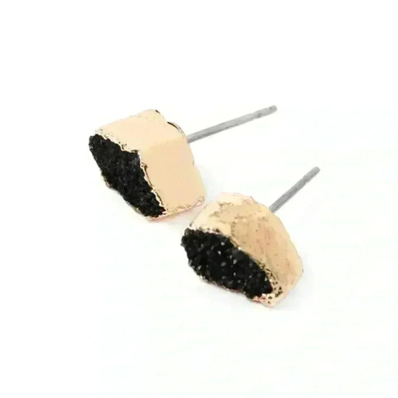 BLACK DRUZY EARRINGS - Picture 3 of 3